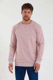 Classics Comfort Fit Uzun Kol Sıfır Yaka Pudra Sweatshirt-6368 - 1