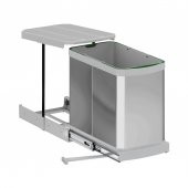 Starax Çöp Kovası Teleskopik Raylı Paslanmaz Gövde 24Lt.gri - 1