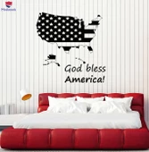 Oturma Odası, Ofis, Dükkan Duvar Sticker Vatansever Sanat ABD Haritası Alıntı Ev Odası Dekor Çıkartmalar Benzersiz Hediyelik thumbnail 1