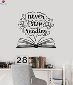 Oturma Odası, Ofis, Dükkan Duvar Sticker Asla Alıntı Okumayı Durdurma Açık Kitap Kitaplığı Çıkartmaları - 1