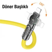 Polham HC Seri 120 CM 2.4A Ultra Hızlı Döner Başlıklı USB to iPhone Lightning Hızlı Şarj ve Data Kablosu - 9