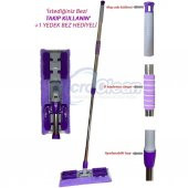 Mor Teleskopik Mandallı Mikrofiber Sihirli Mop Yüzey Temizleyici (duvar,fayans,yer,cam) - 10