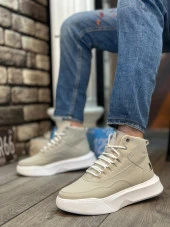 BA0318 Bağcıklı Erkek Yüksek Taban Gri Taban Spor Bot thumbnail 2