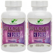 Yurdavit Hydrolyzed Collagen Type 1-2-3 2x100 Tablet Hyaluronic Acid Vitamin C Hidrolize Kolajen thumbnail 1