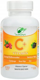 Yurdavit Vitamin C Vitamini 1000 Mg 6x100 Tablet Kuşburnu Çinko Kordiseps Mantarı Kara Mürver - 2