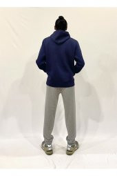 Erkek Kapşonlu Rahat Kalıp İçi Polarlı 3 iplik NYC Baskılı SweatShırt spr24swK09 - 8