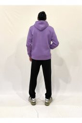 Erkek Kapşonlu Rahat Kalıp İçi Polarlı 3 iplik NYC Baskılı SweatShırt spr24swK09 - 12