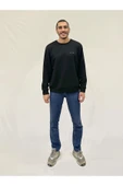 Erkek Bisiklet Yaka Rahat Kalıp 3 iplik Kalın AR Nakışlı Sweatshirt SPR24SW33 - 1