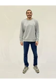 Erkek Bisiklet Yaka Rahat Kalıp 3 iplik Kalın AR Nakışlı Sweatshirt SPR24SW33 - 5