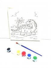 Hayal Sepeti DİNAZOR Resimli Tuval 20 X 20 6lı boya, fırça Boyama seti - 1