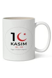 10 Kasım Mustafa Kemal Atatürk Tasarımlı Kupa Bardak Baskılı Kahve Kupa Bardak Model 2 thumbnail 1