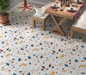 Yer Kaplama Zemin Kaplama Folyosu 65x130 cm Terrazzo Renkli Mermer - 1