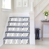 Merdiven Sticker Folyo Kaplama (18x120 cm 5 Adet) Gri Altıgen Mermer - 1