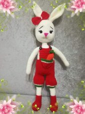 Havuçlu Sevimli Tavşan Amigurumi Organik Oyuncak - 1