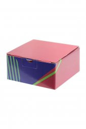 Renkli-desenli Kilitli Kargo Kutusu  Ebat 13,5x13,5x6,5 Cm (100 Adet) (bordo-lacivert-yeşil) - 1