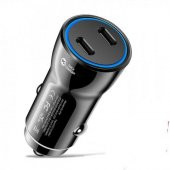 Coofbe 60W Turbo Araç Şarjı 2 Type-c Girişli Şarj Akım Korumalı Araç Çakmaklık Şarjı 12v-24v Araç Şarj - 1