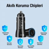 Coofbe 60W Turbo Araç Şarjı 2 Type-c Girişli Şarj Akım Korumalı Araç Çakmaklık Şarjı 12v-24v Araç Şarj - 5