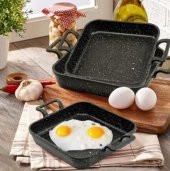 Eda Asya Kare Döküm Granit 3lü Kapaksız Sahan Seti 18-20-22 cm - 1