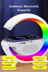 Telefon Kablosuz Hızlı Şarj Aleti Masa Lambası Bluetooth Hoparlör Speaker Gece Lambası Led G Lamba - 1