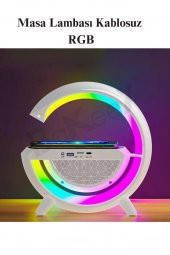 Telefon Kablosuz Hızlı Şarj Aleti Masa Lambası Bluetooth Hoparlör Speaker Gece Lambası Led G Lamba - 2