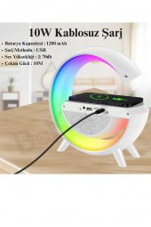 Telefon Kablosuz Hızlı Şarj Aleti Masa Lambası Bluetooth Hoparlör Speaker Gece Lambası Led G Lamba - 5