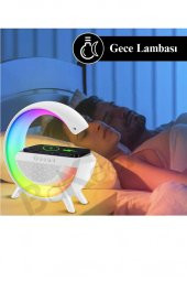 Telefon Kablosuz Hızlı Şarj Aleti Masa Lambası Bluetooth Hoparlör Speaker Gece Lambası Led G Lamba - 6