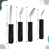 Yaşlı & Engelli Yemek Kaşık Çatal Bıçak Seti Siyah Renk - 2