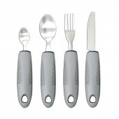 Yaşlı & Engelli Yemek Kaşık Çatal Bıçak Seti Gri Renk - 1