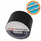 Elektrikçi Bandı İzolasyon Siyah İzole Elektirik Kablo Bant Bandı Pvc 0.13 mm Kalınlık 50 mm Geniş 25 Metre - 1