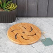 Bambu Yuvarlak Nihale Çaydanlık Altlığı Tencere Altlığı 17x17 cm - 2