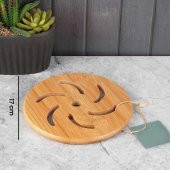 Bambu Yuvarlak Nihale Çaydanlık Altlığı Tencere Altlığı 17x17 cm - 3