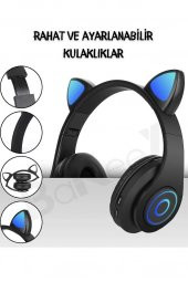 Yetişkin Kulaklık Led Işıklı Mikrofonlu Hafıza Kartı Aux Girişli Kablosuz Bluetooth Kedi Kulaklık - 5