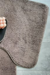 Ultrasoft Düz Kapuçino 2li Banyo Halısı Paspası Seti Kaymaz Deri Tabanlı Yıkanabilir Klozet Takımı - 3