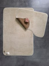 Ultrasoft Düz Vizon 2li Banyo Halısı Paspası Seti Kaymaz Taban Makinede Yıkanabilir Klozet Takımı - 1