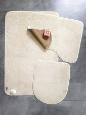 Ultrasoft Düz Vizon 3’lü Banyo Halısı Paspası Kaymaz Deri Taban Makinede Yıkanabilir Klozet Takımı - 2