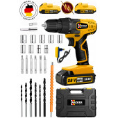 Wacker Pro Germany King Yellow 58 V 12 Ah Çelik Şanzuman Bakır Sargılı 2 Akülü Şarjlı Matkap +Tamir Seti - 1