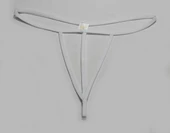 ASM1261 Kadın Ekru Özel Bölgesi 3 Serit Tanga String - 2