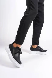 KB-X3 Siyah Cilt  Bağcıklı  Günlük Erkek  Ayakkabı thumbnail 1