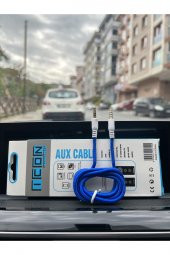 Aux To Aux 3.5mm Jack Girişli Müzik Ve Ses Aktarıcı Kablo Mavi - 2