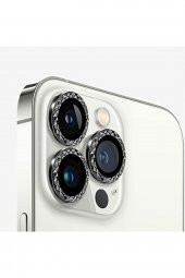 11 Uyumlu Alüminyum Alaşım Elmas Kesim Çerçeveli Tempered Glass Kamera Lens Koruyucu (3lü Set) - 1