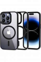 Iphone 14 Pro Magsafe Uyumlu Silikon Arkası Polikarbonat Cam Ve Tuşları Alüminyum Premium Kılıf - 1