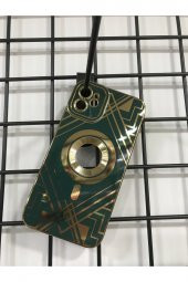 Iphone 11 Uyumlu Desenli Kamera Korumalı Silikon Kılıf Yeşil Gold - 1