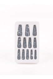 Balerin Batik Desenli Ebruli Tak Ve Çık Takma Tırnak - 1