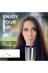Çelik Pipet Paslanmaz Çelik Metal Meşrubat Pipeti Ve Pipet Temizleme Fırçası Seti 5 Parça - 1