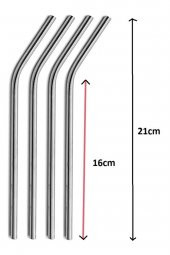 Çelik Pipet Paslanmaz Çelik Metal Meşrubat Pipeti Ve Pipet Temizleme Fırçası Seti 5 Parça - 2