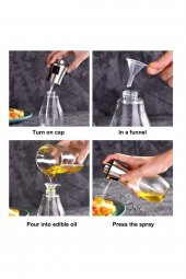 Paslanmaz Çelik Başlıklı Cam Spray Yağdanlık - 2