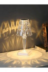 Kristal Şarjlı Masa Lambası, Led Abajur, Dokunmatik + Kumandalı - 1