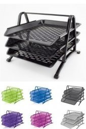 easyso 3lü Siyah Evrak Rafı - Dosyalık - 3 Katlı Evrak Rafı - Metal Evrak Rafı - 1