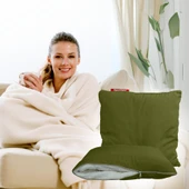 XPERMATE Tv Battaniye Yastık Battaniye Kırlent-welsoft Battaniye- Yolculuk Yastığı- Uçak Yastığı 145x205 Yeşil - 1