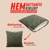 XPERMATE Tv Battaniye Yastık Battaniye Kırlent- Welsoft Battaniye- Yolculuk Yastığı- Uçak Yastığı 145x205Yeşil - 1